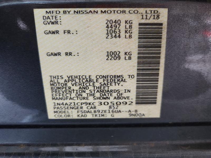 2019 NISSAN LEAF S 12