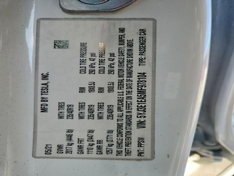 2021 TESLA MODEL 3 12