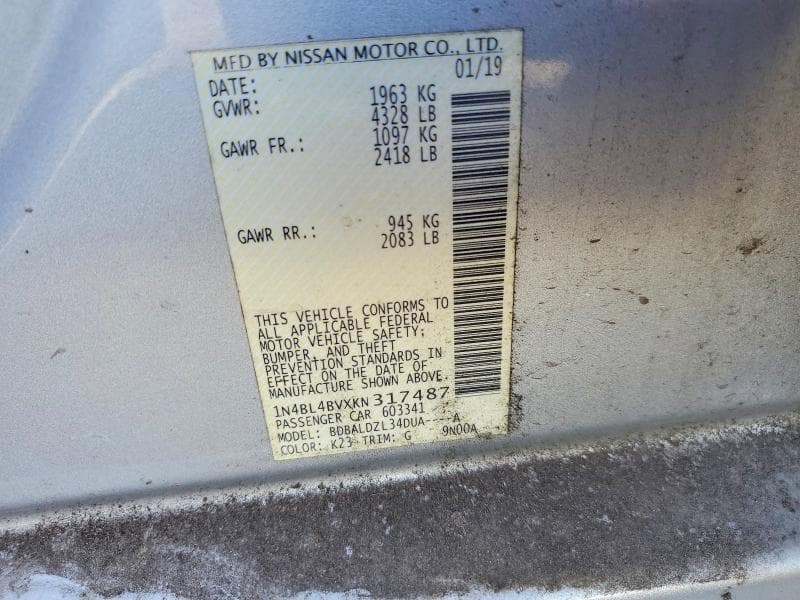2019 NISSAN ALTIMA S 12