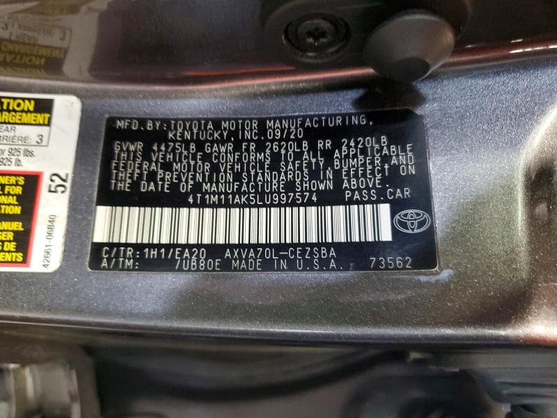 2020 TOYOTA CAMRY SE 12