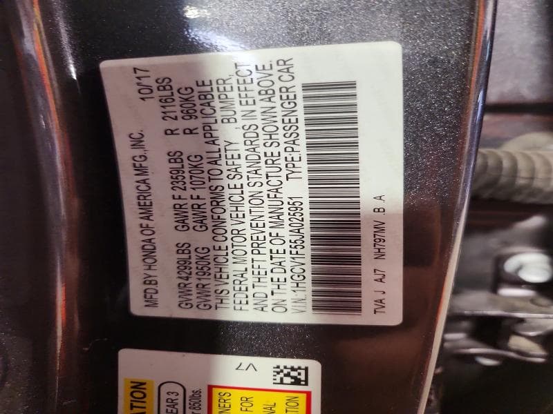 2018 HONDA ACCORD EXL 12