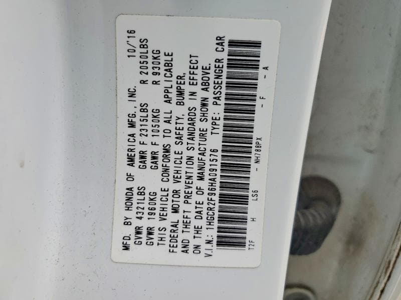 2017 HONDA ACCORD EXL 12