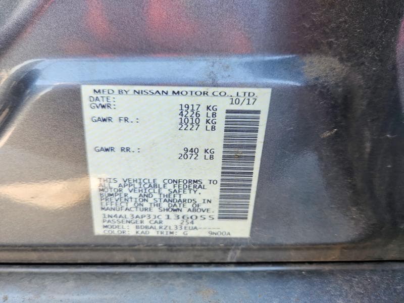 2018 NISSAN ALTIMA 2.5 SL 12