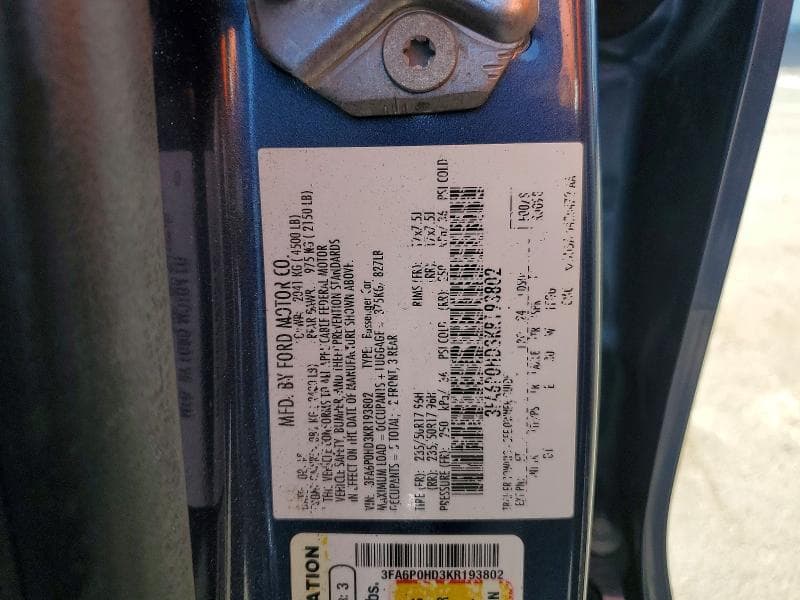 2019 FORD FUSION SE 12