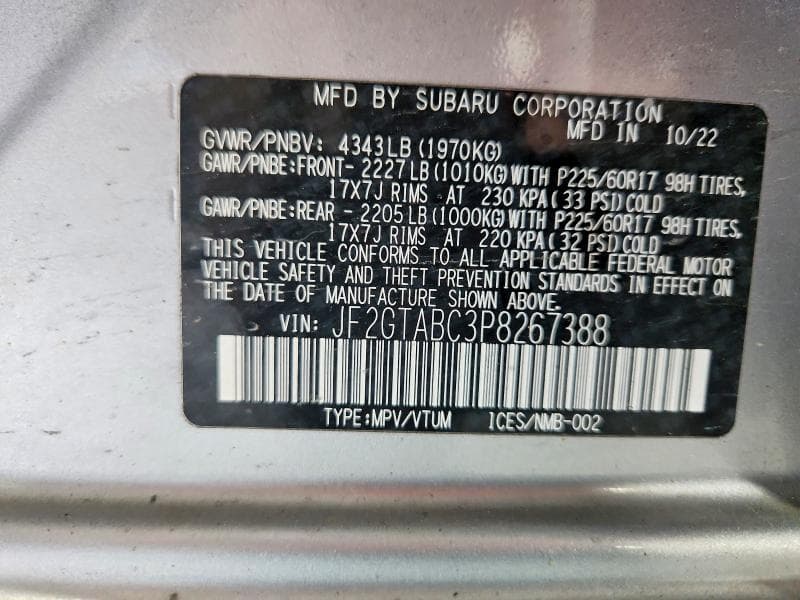 2023 SUBARU CROSS TREK 14