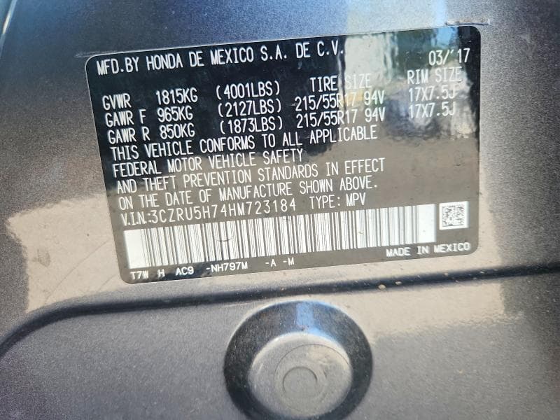 2017 HONDA HR-V EXL 12