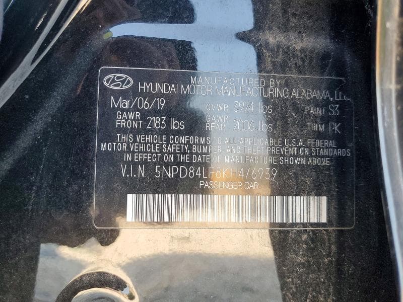2019 HYUNDAI ELANTRA LIMITED 13