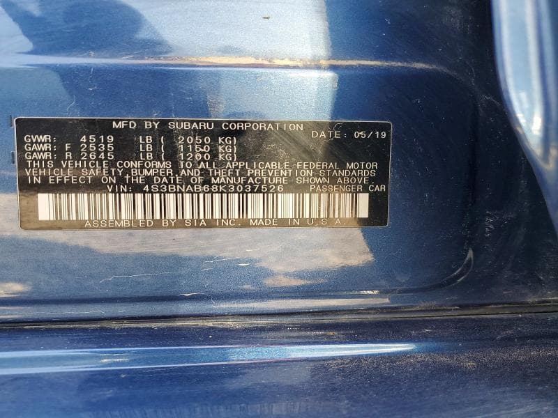 2019 SUBARU LEGACY 2.5I 12