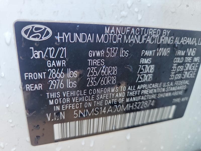 2021 HYUNDAI SANTA FE SE 13