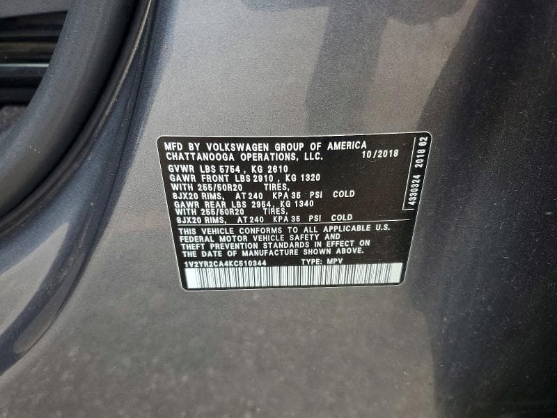 2019 VOLKSWAGEN ATLAS SE 13