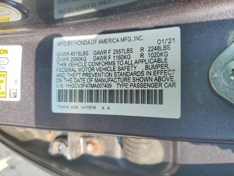 2021 HONDA ACCORD HYBRID EX 12