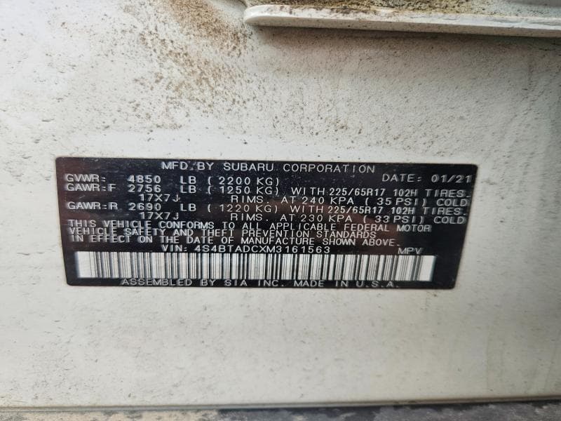 2021 SUBARU OUTBACK PREMIUM 14