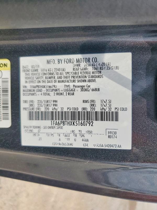 2019 FORD MUSTANG 12