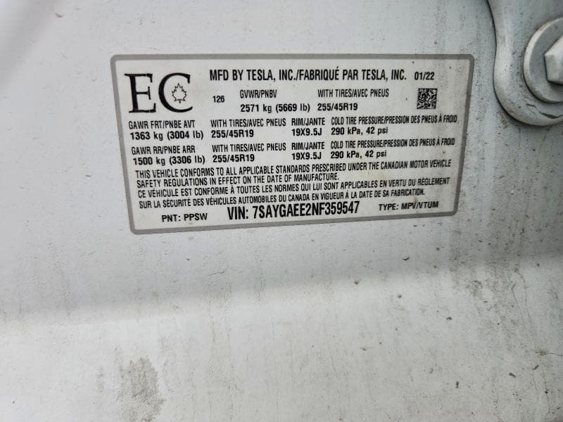 2022 TESLA MODEL Y 12