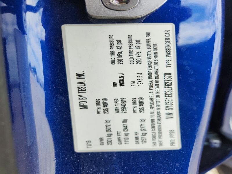 2020 TESLA MODEL 3 12