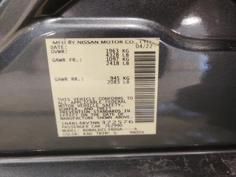 2022 NISSAN ALTIMA S 12