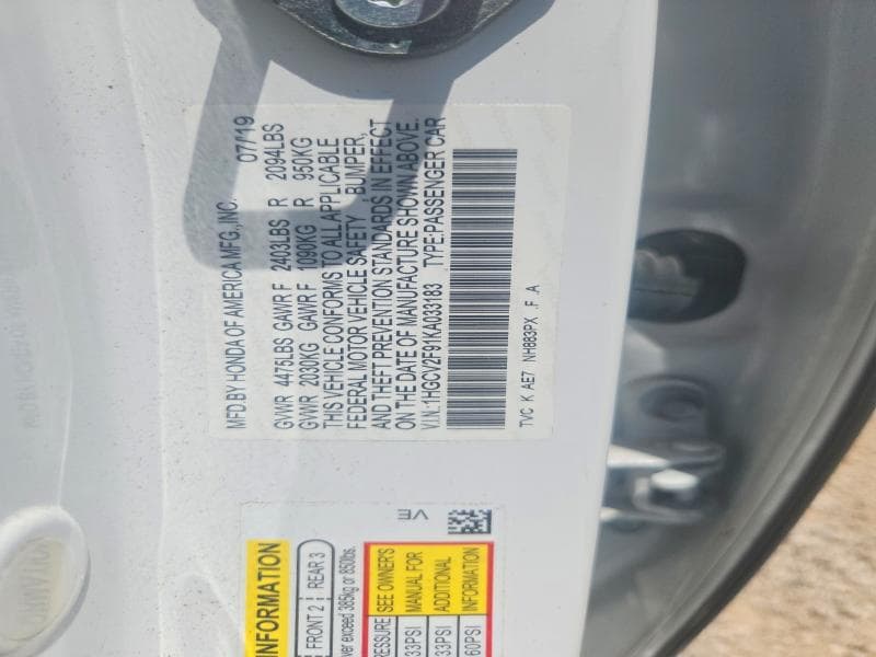 2019 HONDA ACCORD TOURING 12