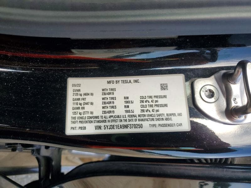 2022 TESLA MODEL 3 12