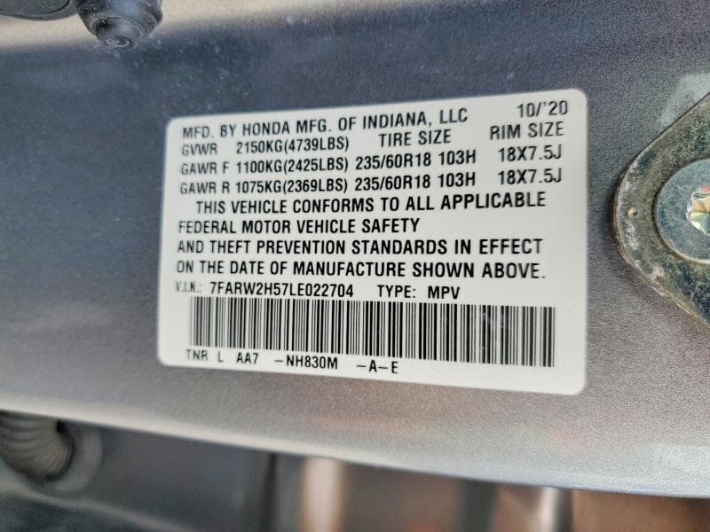 2020 HONDA CR-V EX 14