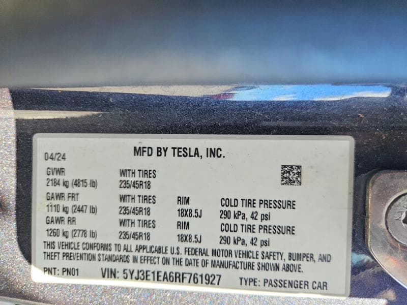 2024 TESLA MODEL 3 12