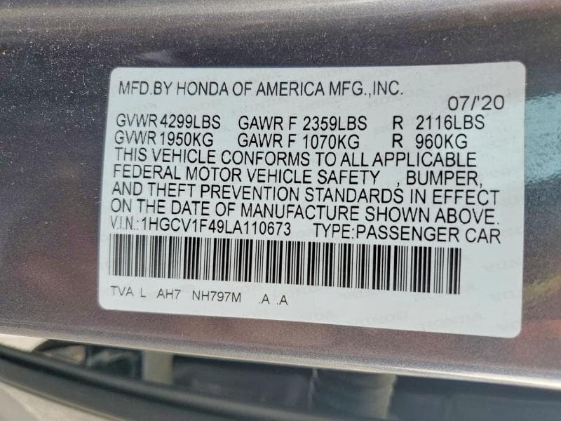 2020 HONDA ACCORD EX 12