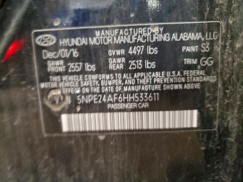 2017 HYUNDAI SONATA SE 12