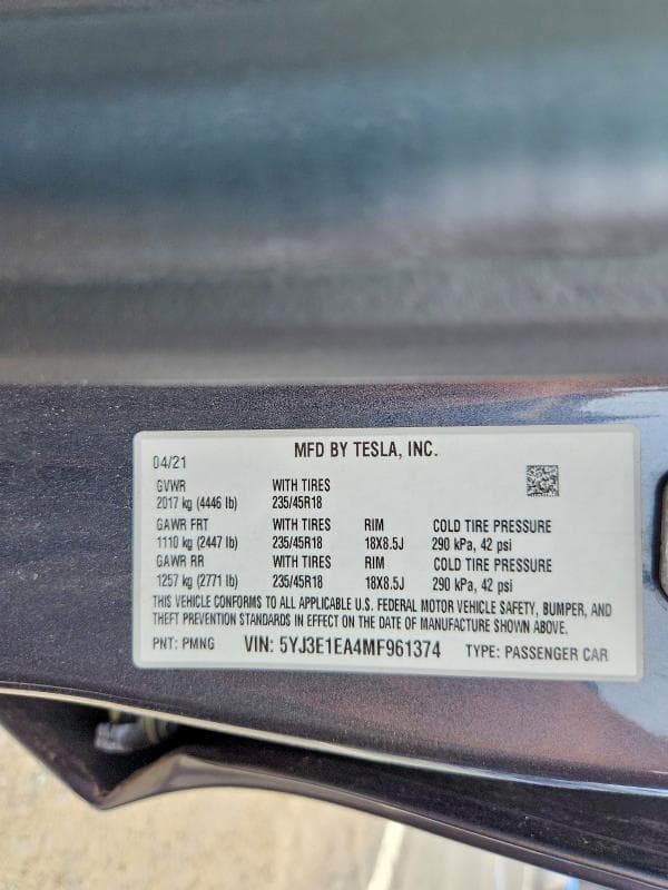 2021 TESLA MODEL 3 12