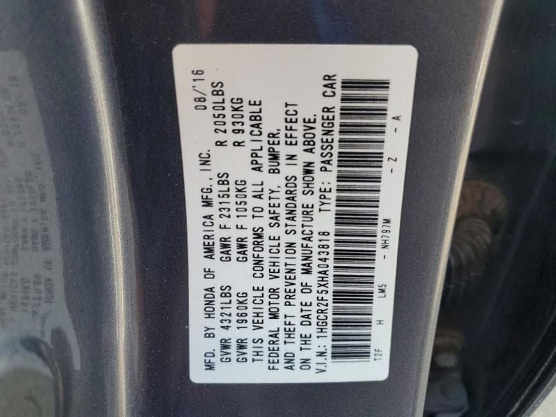2017 HONDA ACCORD SPORT 12