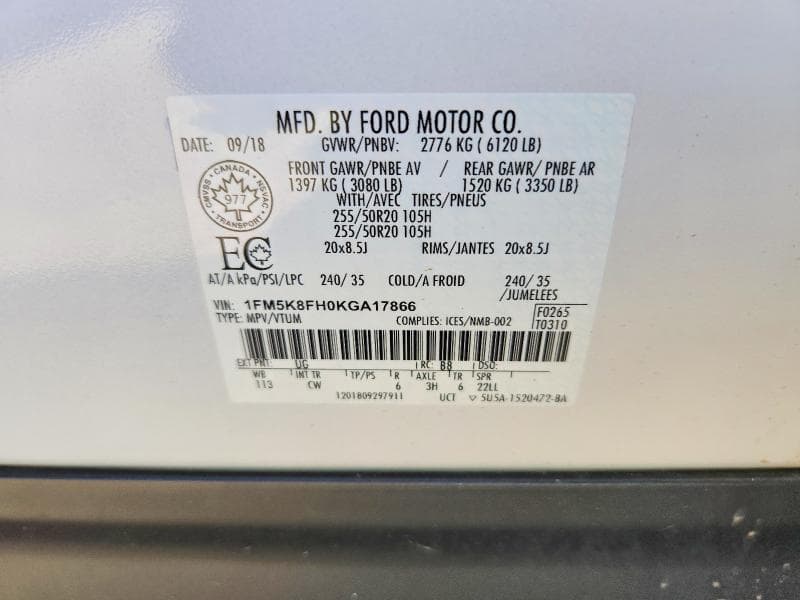 2019 FORD EXPLORER LIMITED 13