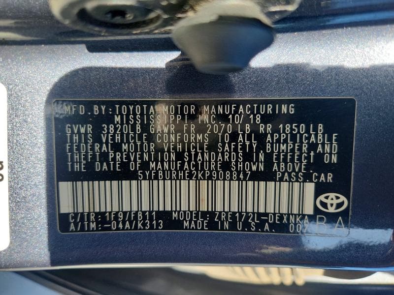 2019 TOYOTA COROLLA LE 13