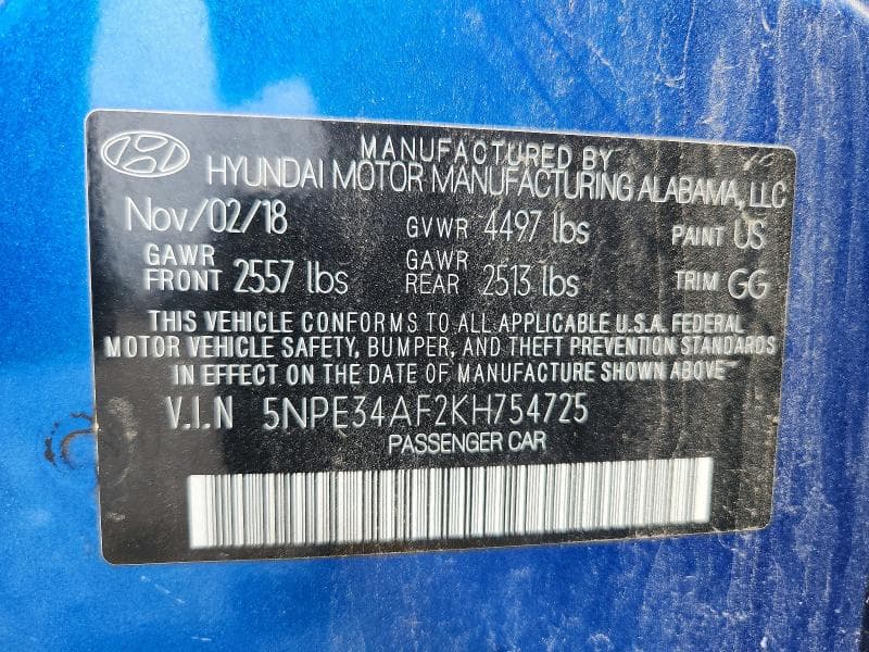 2019 HYUNDAI SONATA SEL 12