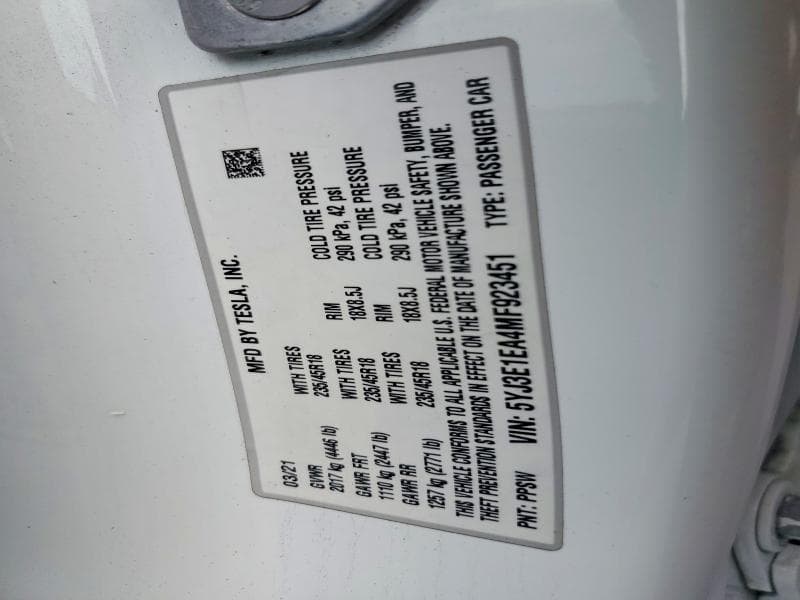 2021 TESLA MODEL 3 13