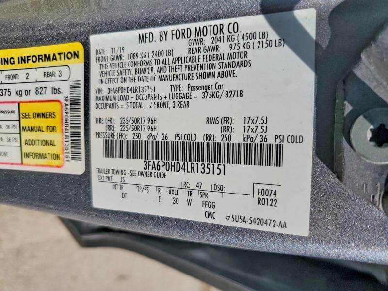 2020 FORD FUSION SE 12