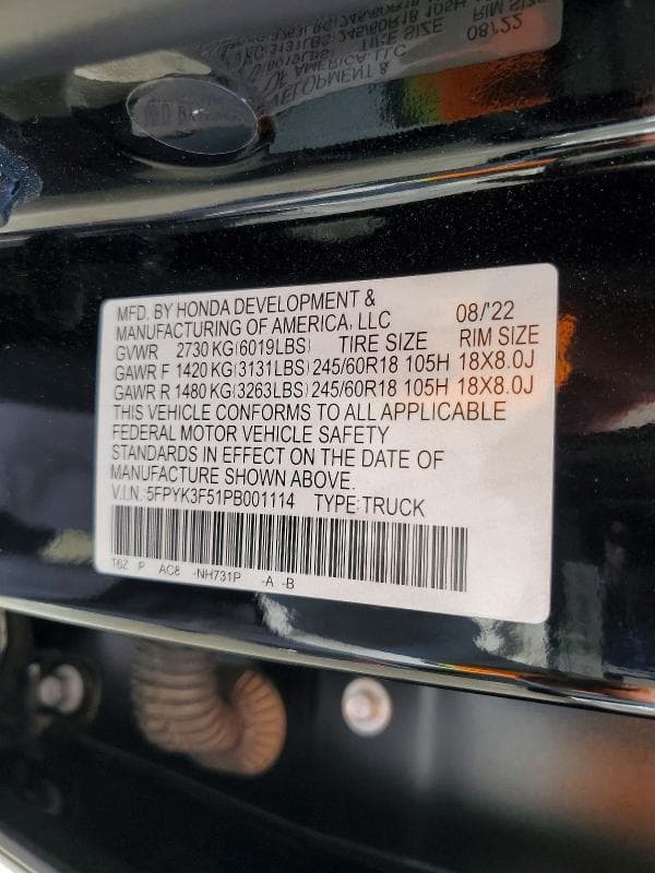 2023 HONDA RIDGELINE RTL 12