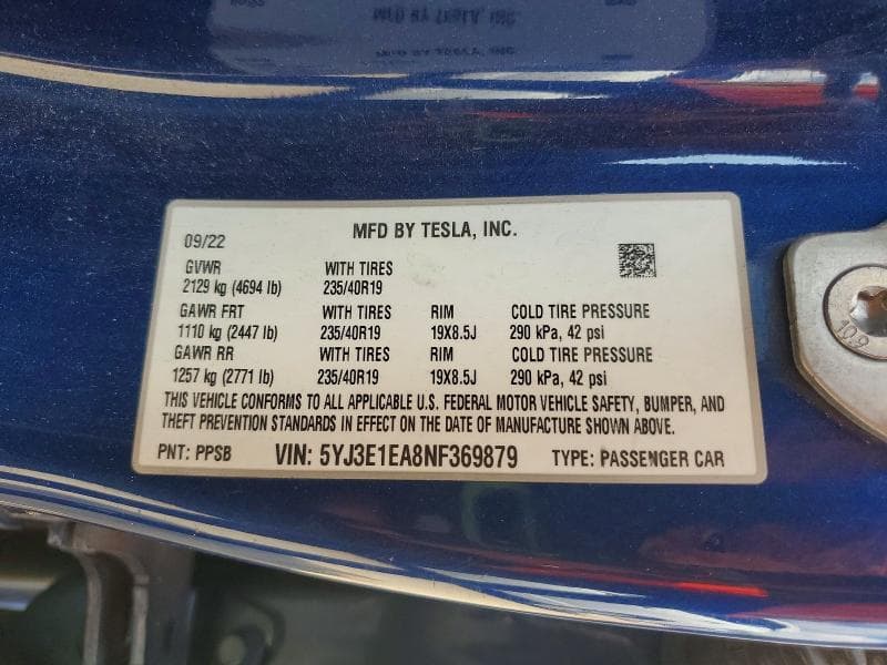 2022 TESLA MODEL 3 12
