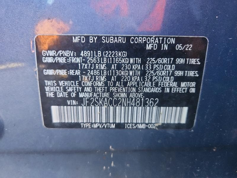 2022 SUBARU FORESTER 13