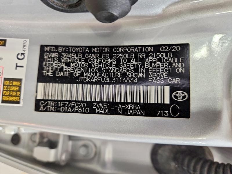 2020 TOYOTA PRIUS L ECO 12