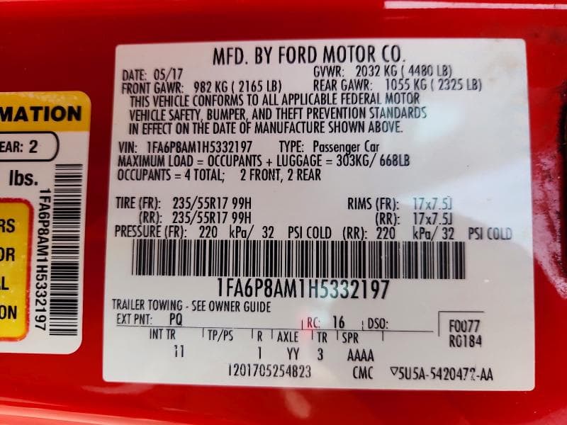 2017 FORD MUSTANG V6 COUPE 12