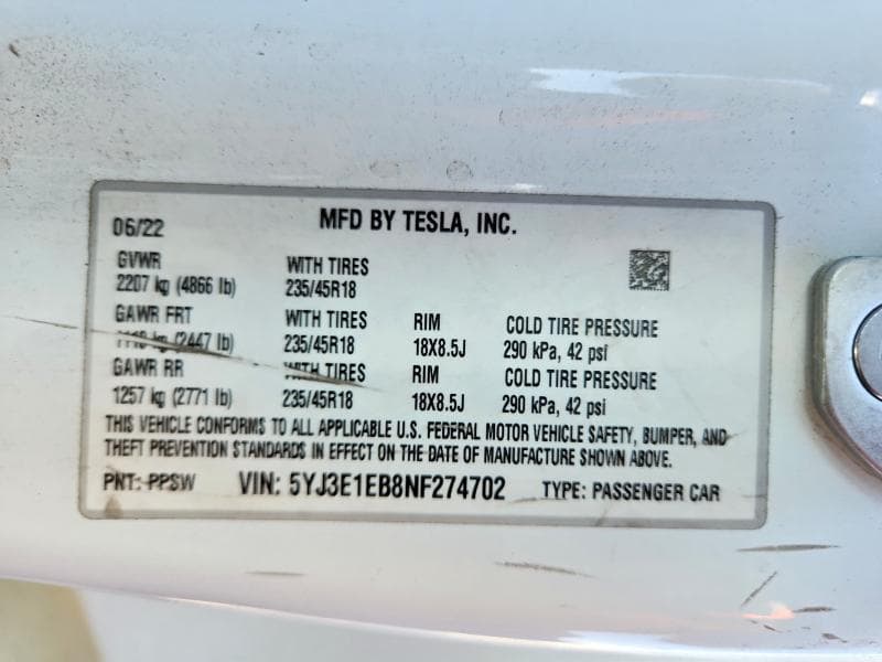 2022 TESLA MODEL 3 13