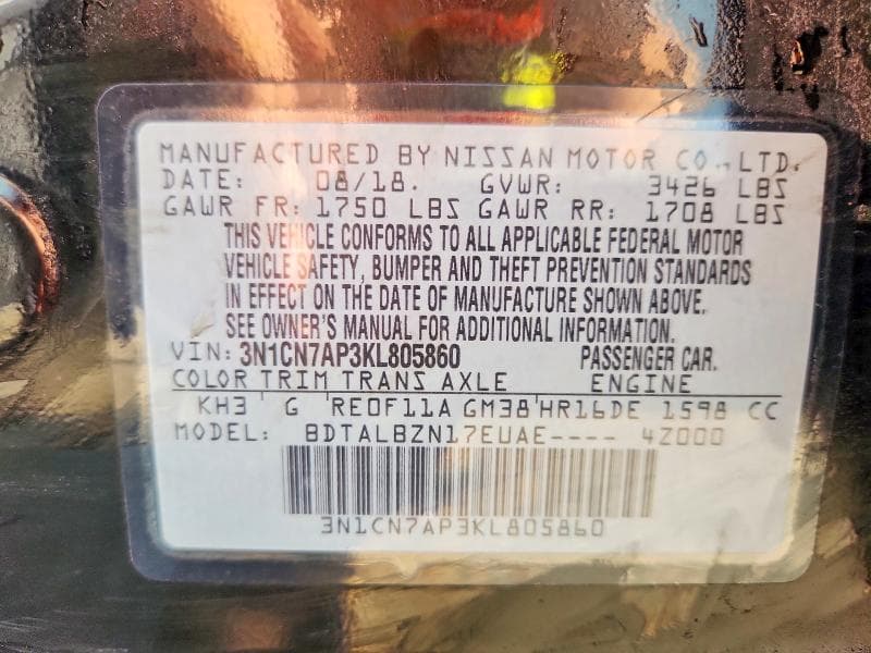 2019 NISSAN VERSA SV 13