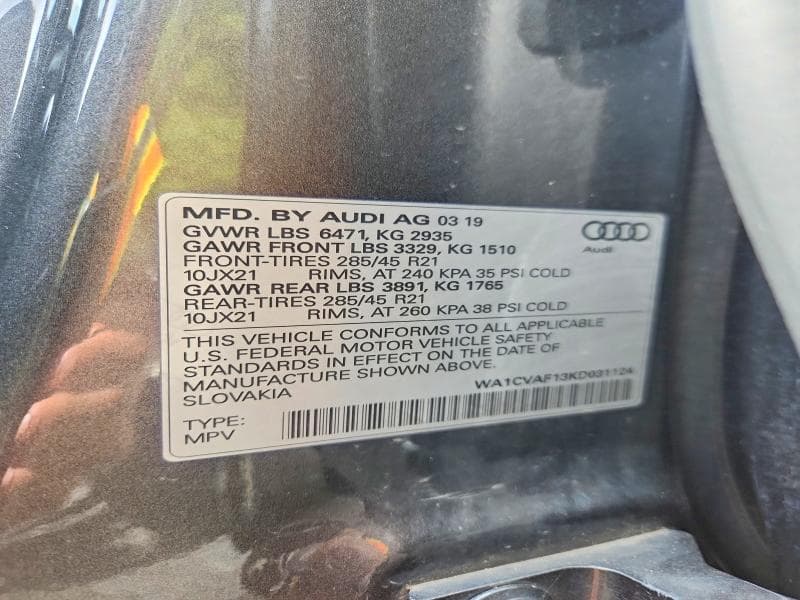 2019 AUDI Q8 PRESTIGE 13