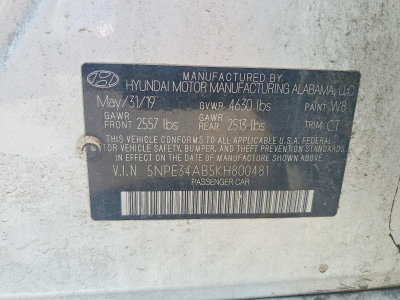 2019 HYUNDAI SONATA LIMITED TURBO 12