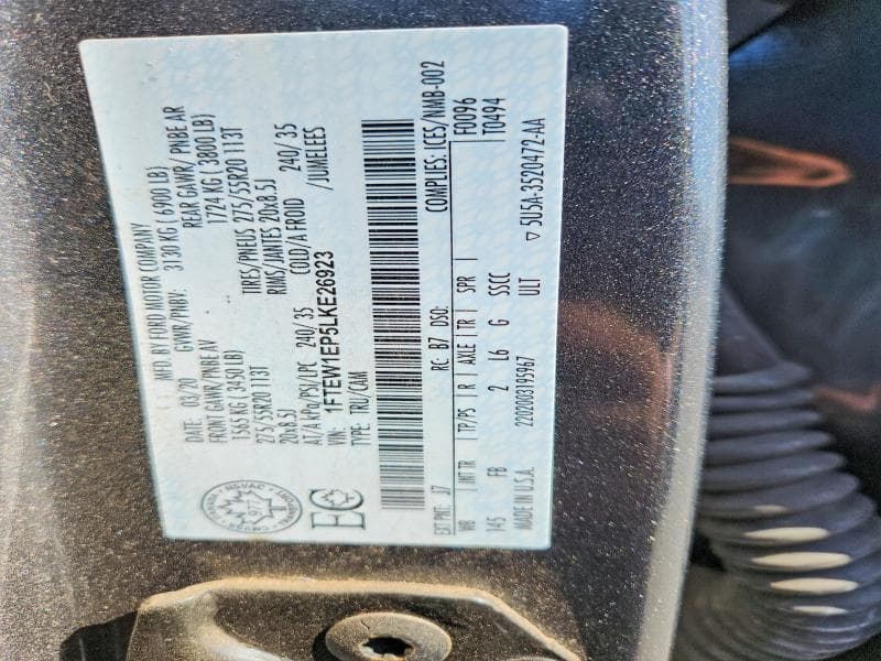 2020 FORD F150 SUPERCREW 12