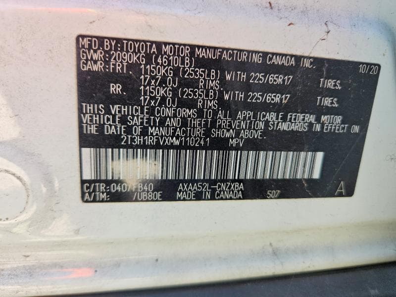 2021 TOYOTA RAV4 LE 14