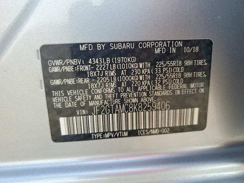 2019 SUBARU CROSSTREK LIMITED 12