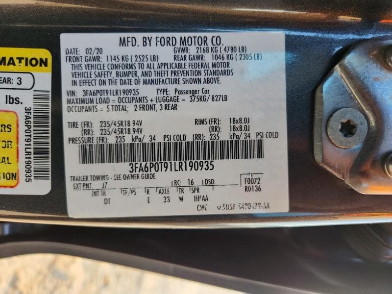 2020 FORD FUSION SE 12