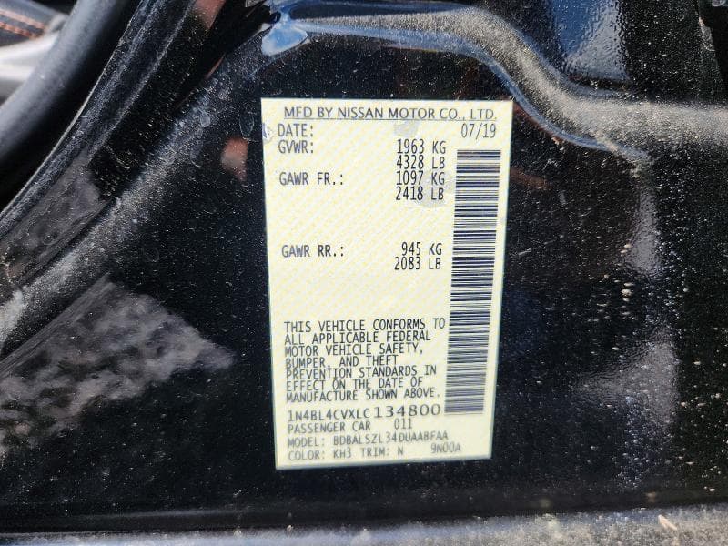 2020 NISSAN ALTIMA SR 12