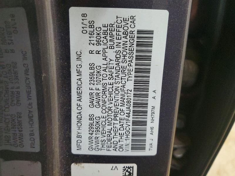 2018 HONDA ACCORD EX 12
