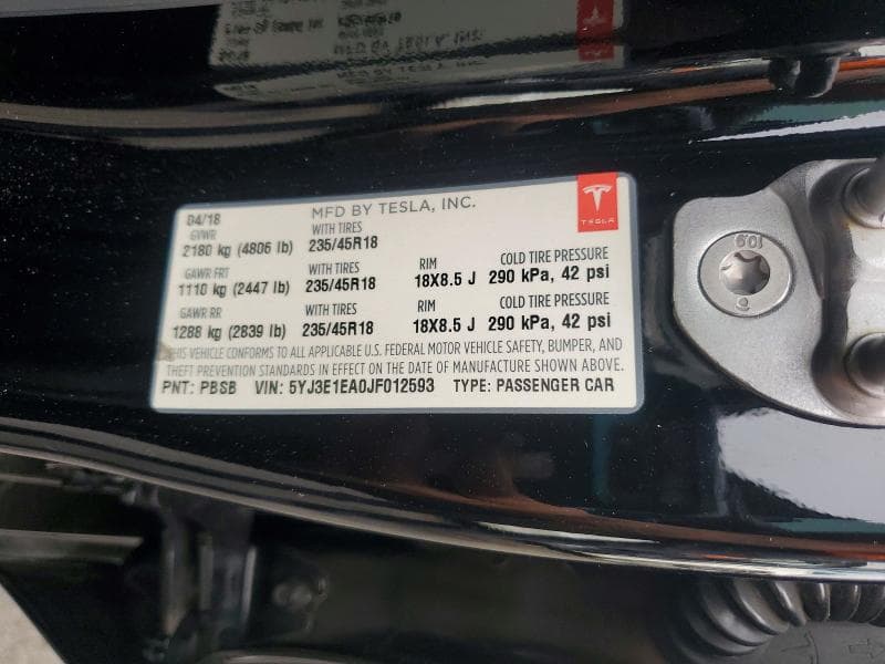 2018 TESLA MODEL 3 12