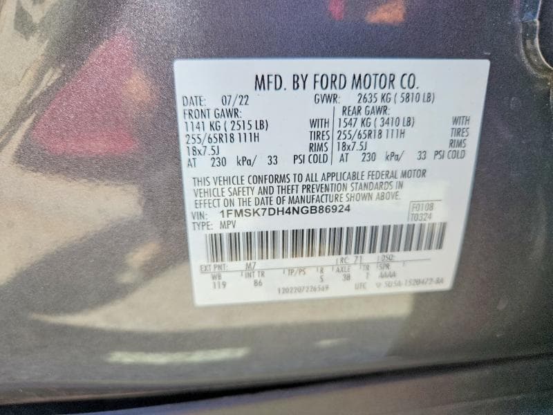 2022 FORD EXPLORER XLT 13